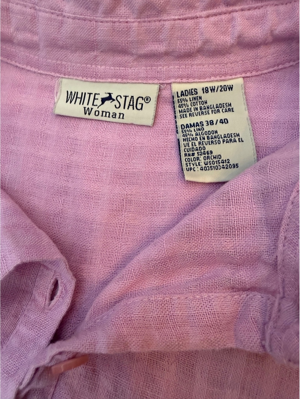 White Stag Woman Lilac Linen Blend Button-Up Shirt Size 18W/20W - Picture 4 of 6